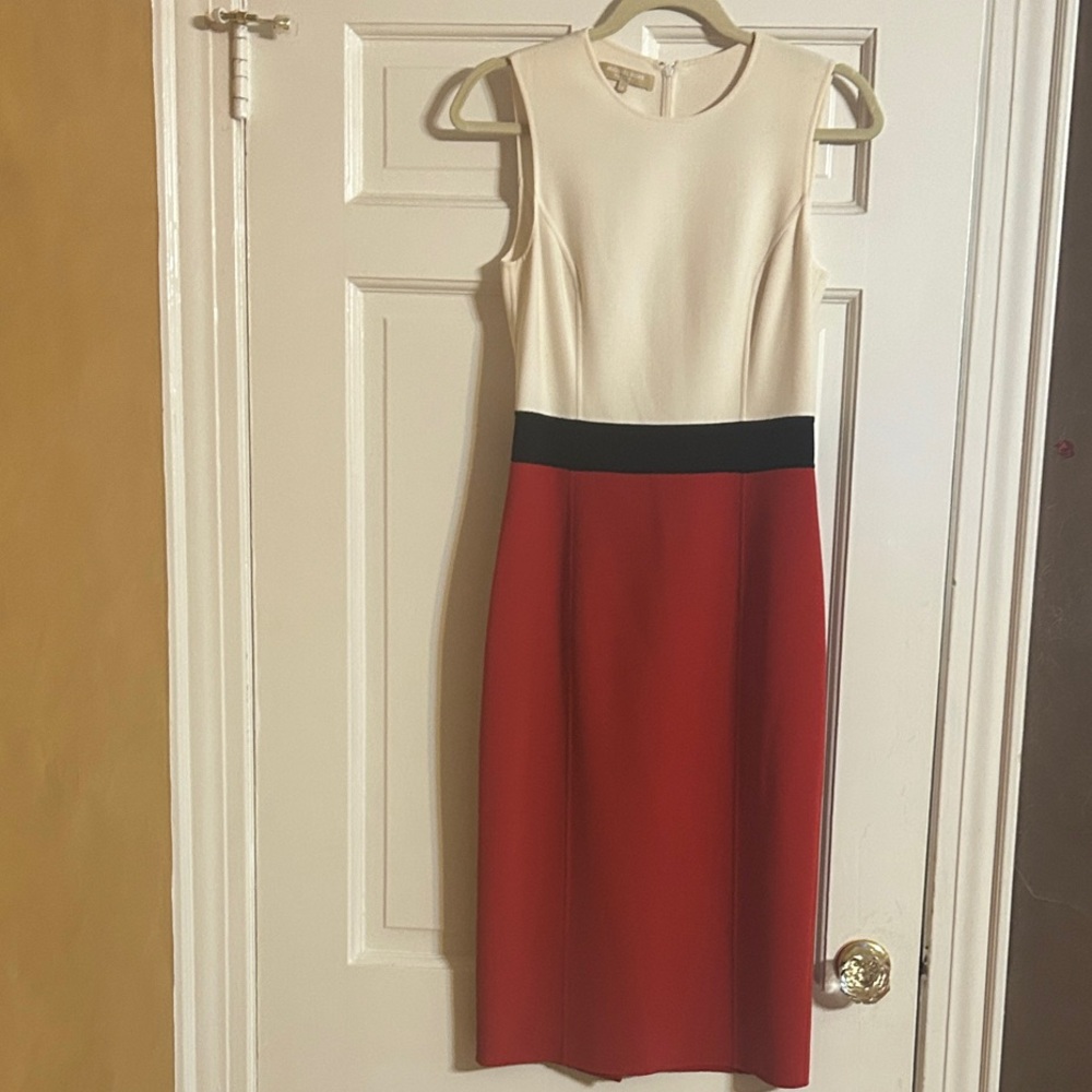 Michael Kors Red and Cream Midi Dress